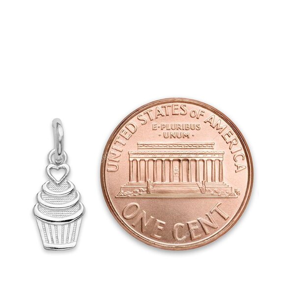 925 Sterling Silver Cupcake Charm - Birthday Jewelry Gifts for Her - Picture 3 of 6